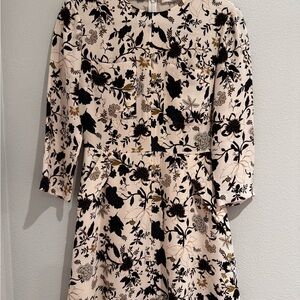 A.L.C. Black and Cream Floral Long Sleeve Dress